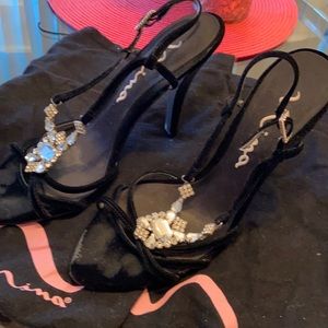 Black heels with diamonds